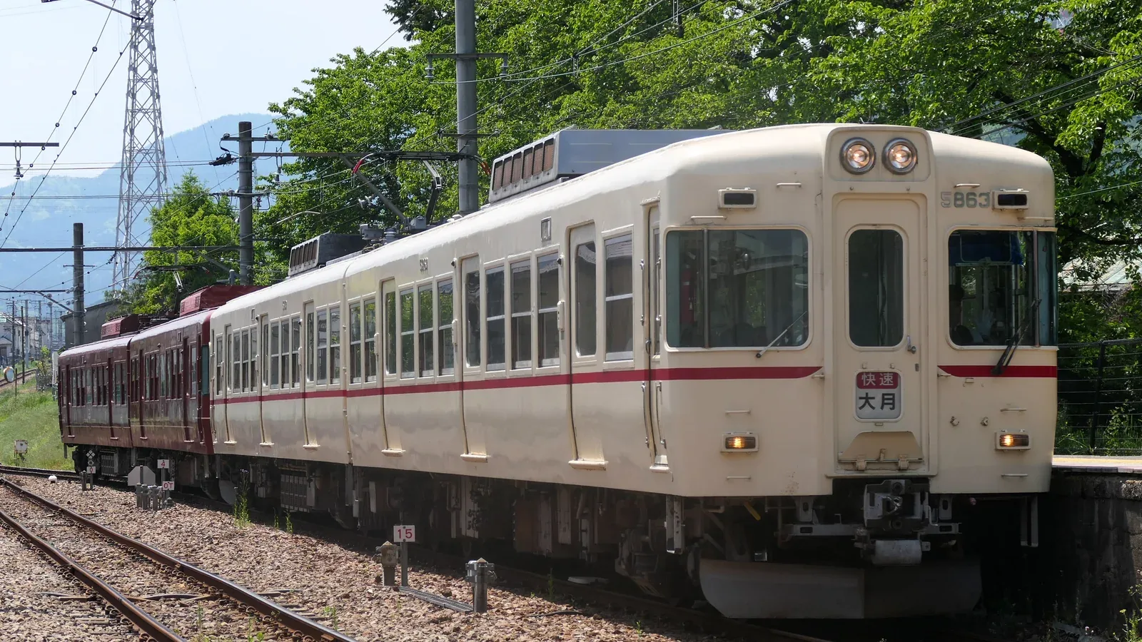 Véritable rame Fujikyu 1001 roulant au Japon en 2019, avant sa reconversion annoncée en sauna SADEN